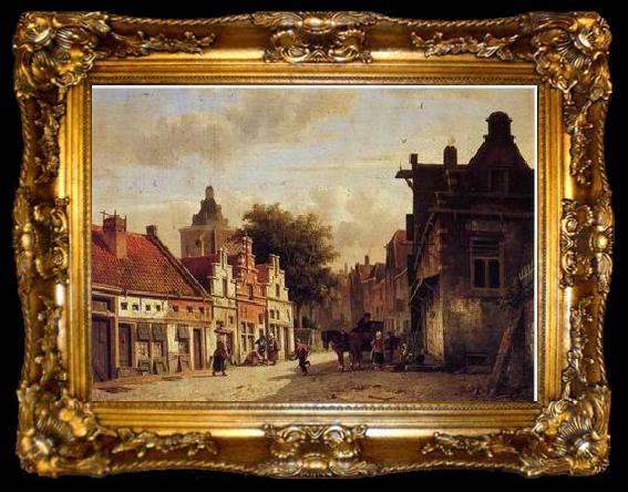 framed  unknow artist European city landscape, street landsacpe, construction, frontstore, building and architecture. 111, ta009-2